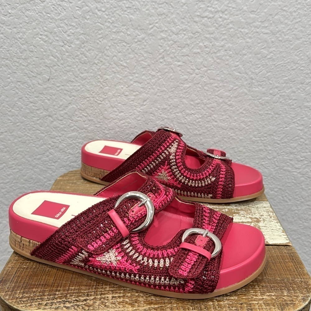 Dolce Vita Ralli Crochet Slide Sandals Pink Size 7.5 - Picture 2 of 7